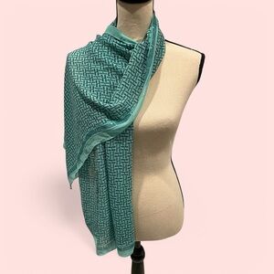 Effy Hematian silky teal old money euro luxury look scarf tiger fancy